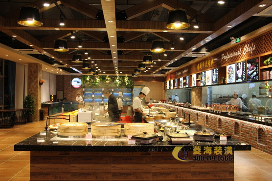 本幫菜飯店中島設(shè)計裝修